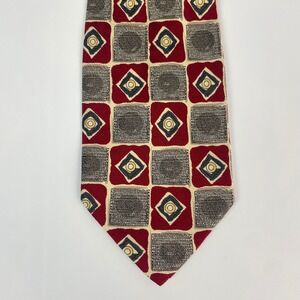 Vito Rufolo Silk Tie Abstract Pattern Red Cream Black Men Necktie